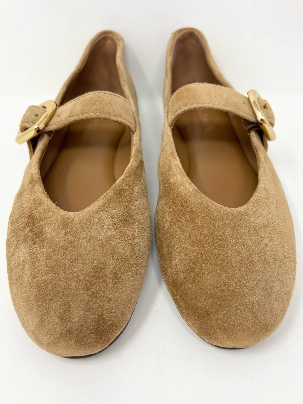 Madewell The Remy Mary Jane Flats Dried Acorn Brown Suede Gold Buckle Size 6